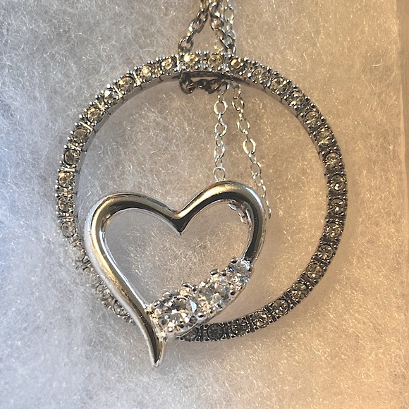 Sterling Silver 925 Diamond Crystal CZ Layering Sparkly Gift Double 2 Necklaces - Picture 1 of 15